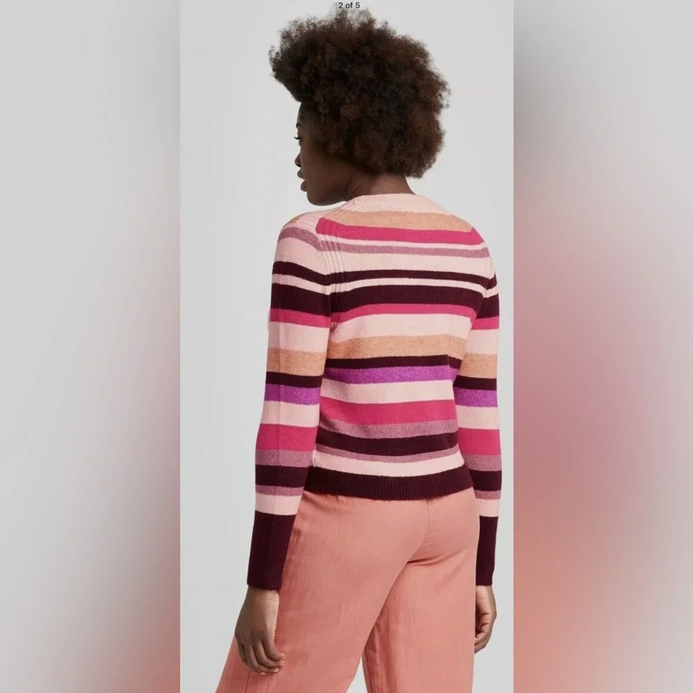 5 for $30 A NEW DAY Pink and Purple Striped Crew Neck Sweater